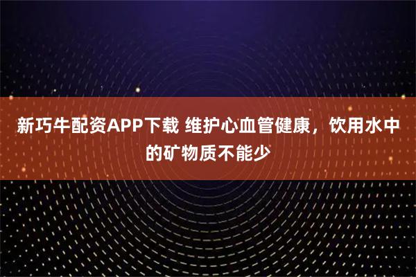 新巧牛配资APP下载 维护心血管健康，饮用水中的矿物质不能少