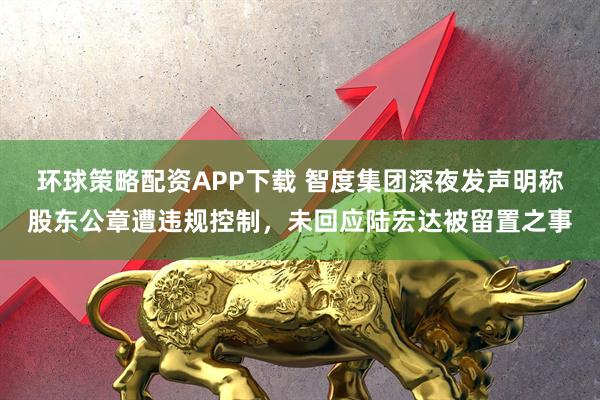 环球策略配资APP下载 智度集团深夜发声明称股东公章遭违规控制，未回应陆宏达被留置之事